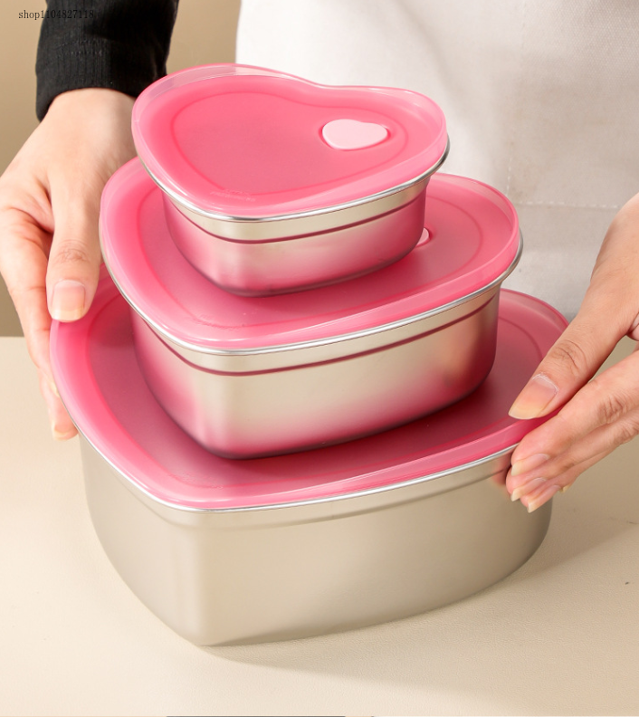 Food Storage Underground - 2025new304stainless steel heart-shaped silicone lid foodstorage