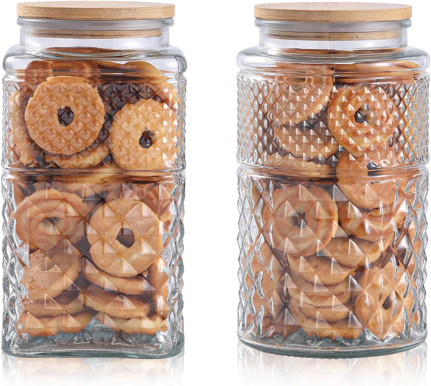 Food Storage Containers Glass - 0.7Gallon/2600ml Glass Cookie Jar, Set of