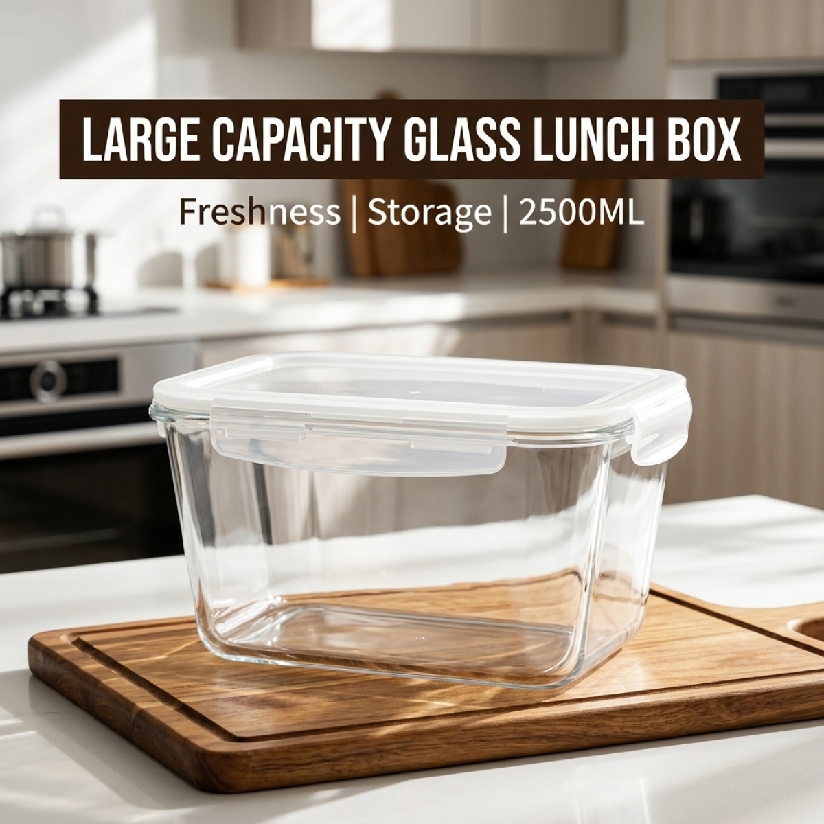 Food Storage Box Large - Large Capacity Borosilicate Glass Food Container,Leakproof