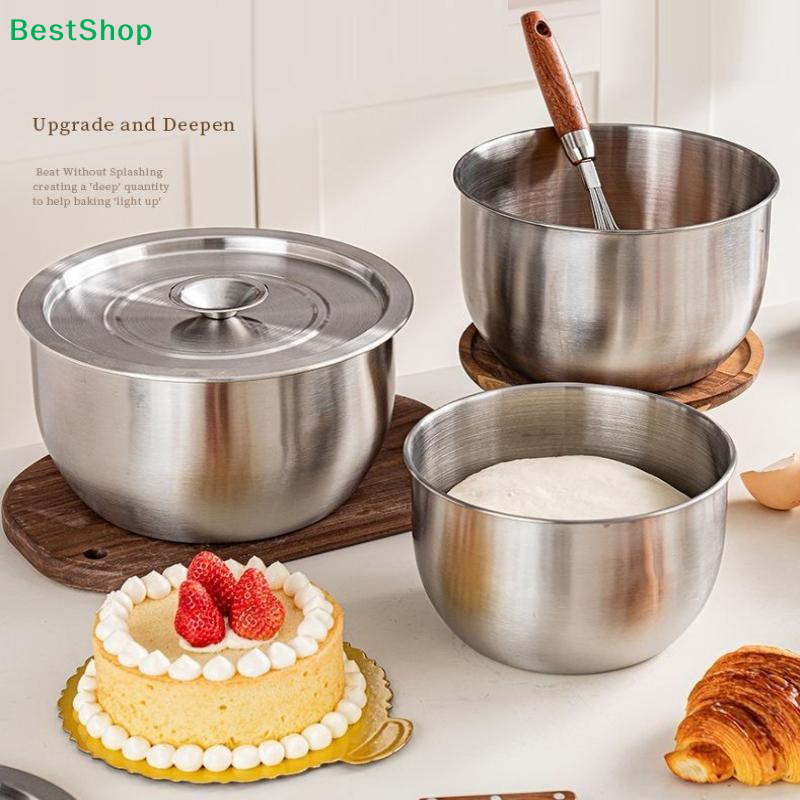 Food Storage Bowls - ♪Deepened Stainless Steel Mixing Bowls with