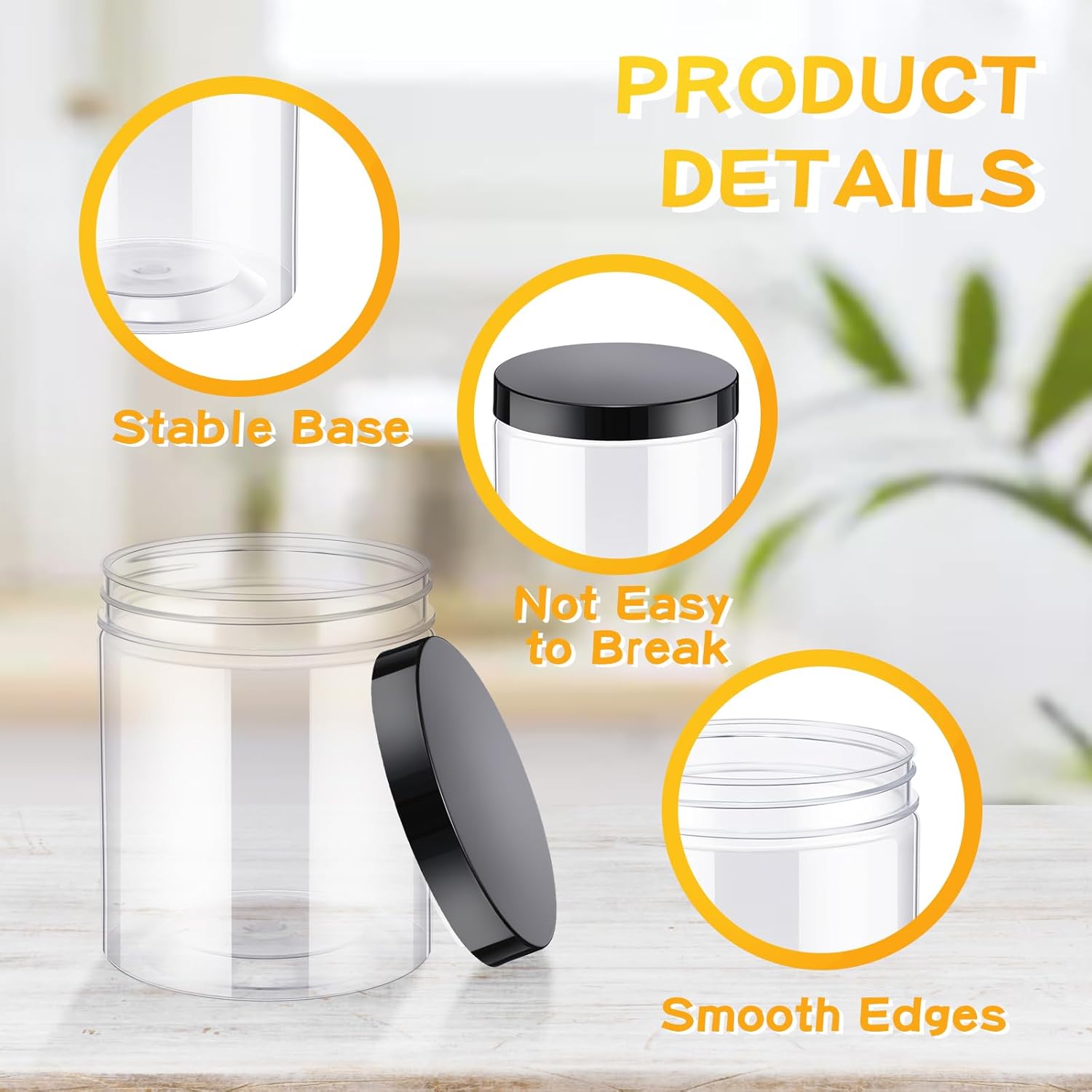 24 Pcs 16oz Plastic Jars with  - Food Storage Containers Glass บทวิจารณ์และราคา