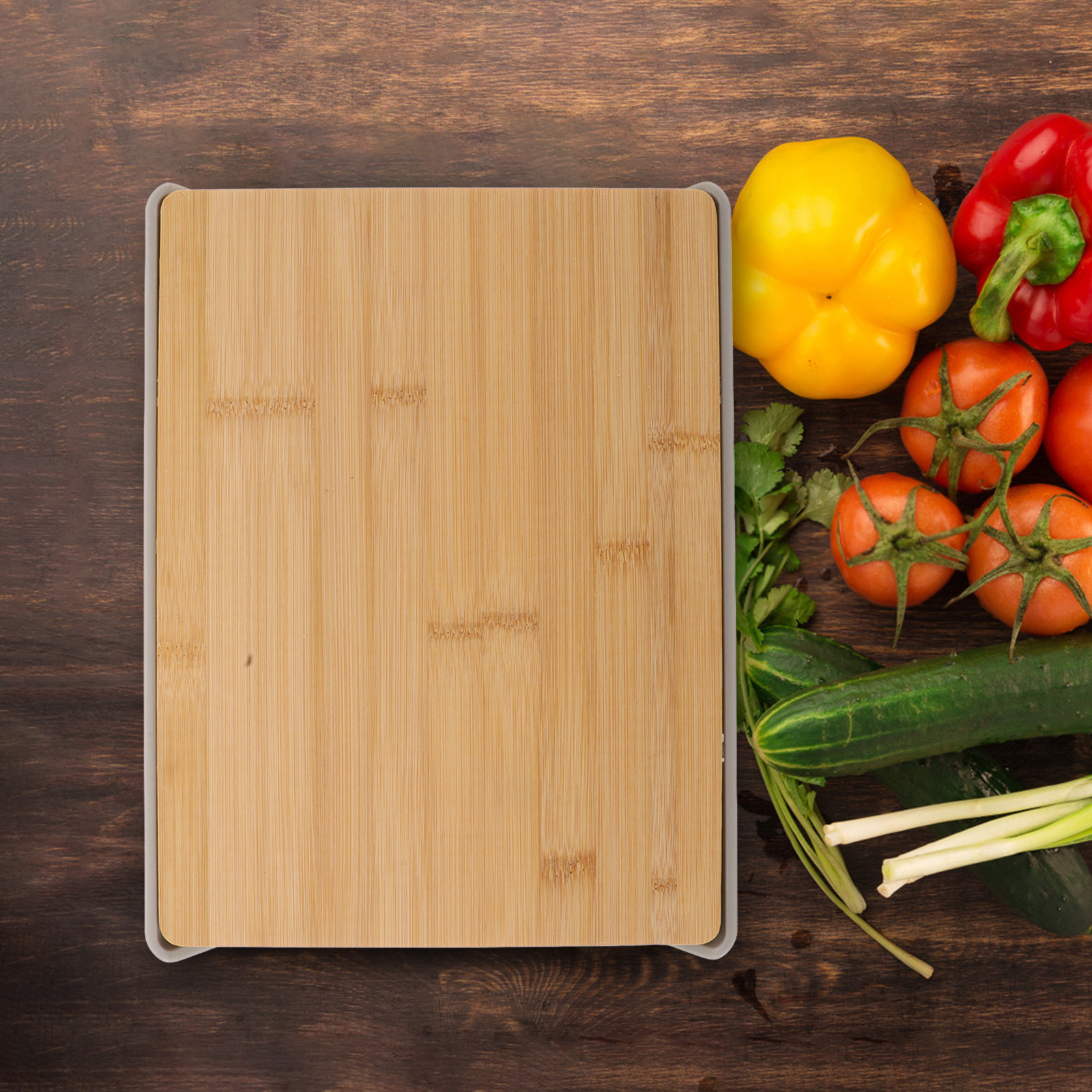 Bamboo Cutting Board with Pull - Food Storage Vegetables บทวิจารณ์และราคา