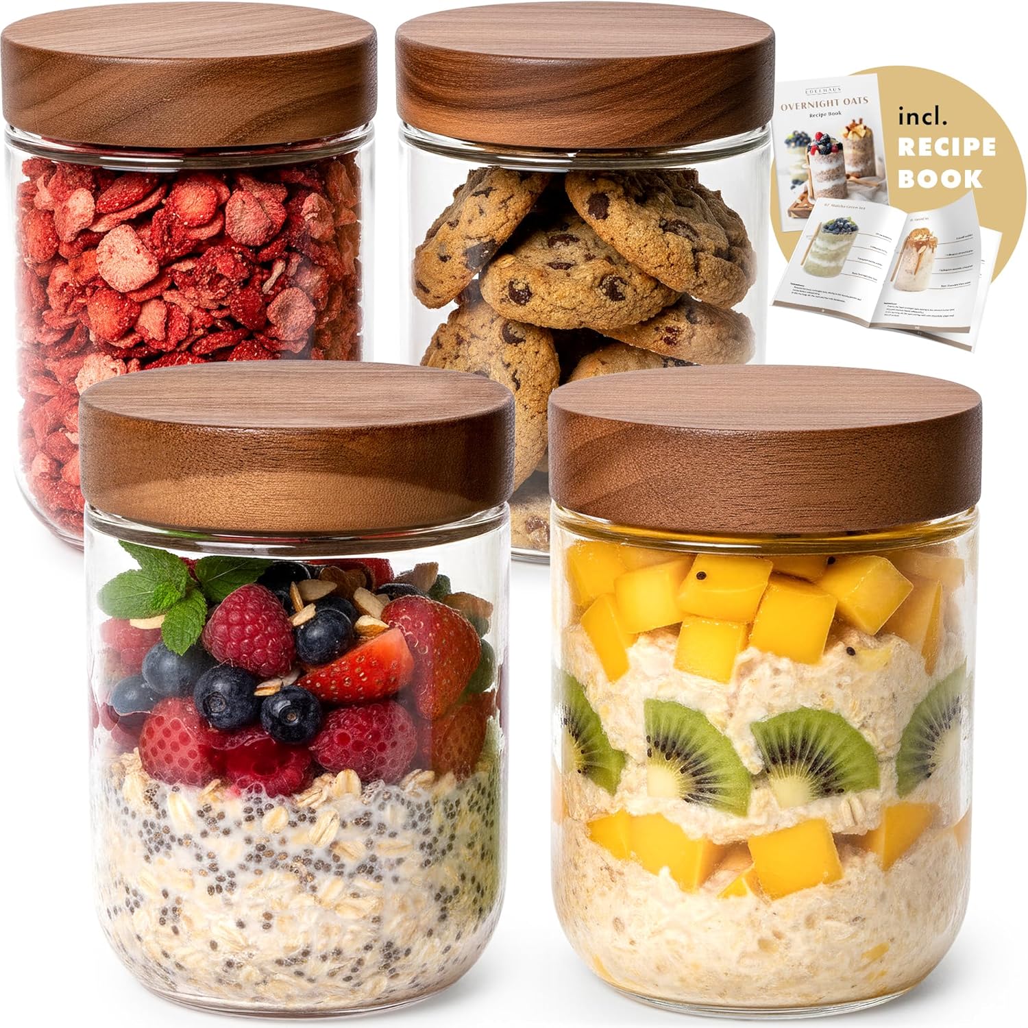 Overnight Oats Containers with - Food Storage Containers Glass บทวิจารณ์และราคา