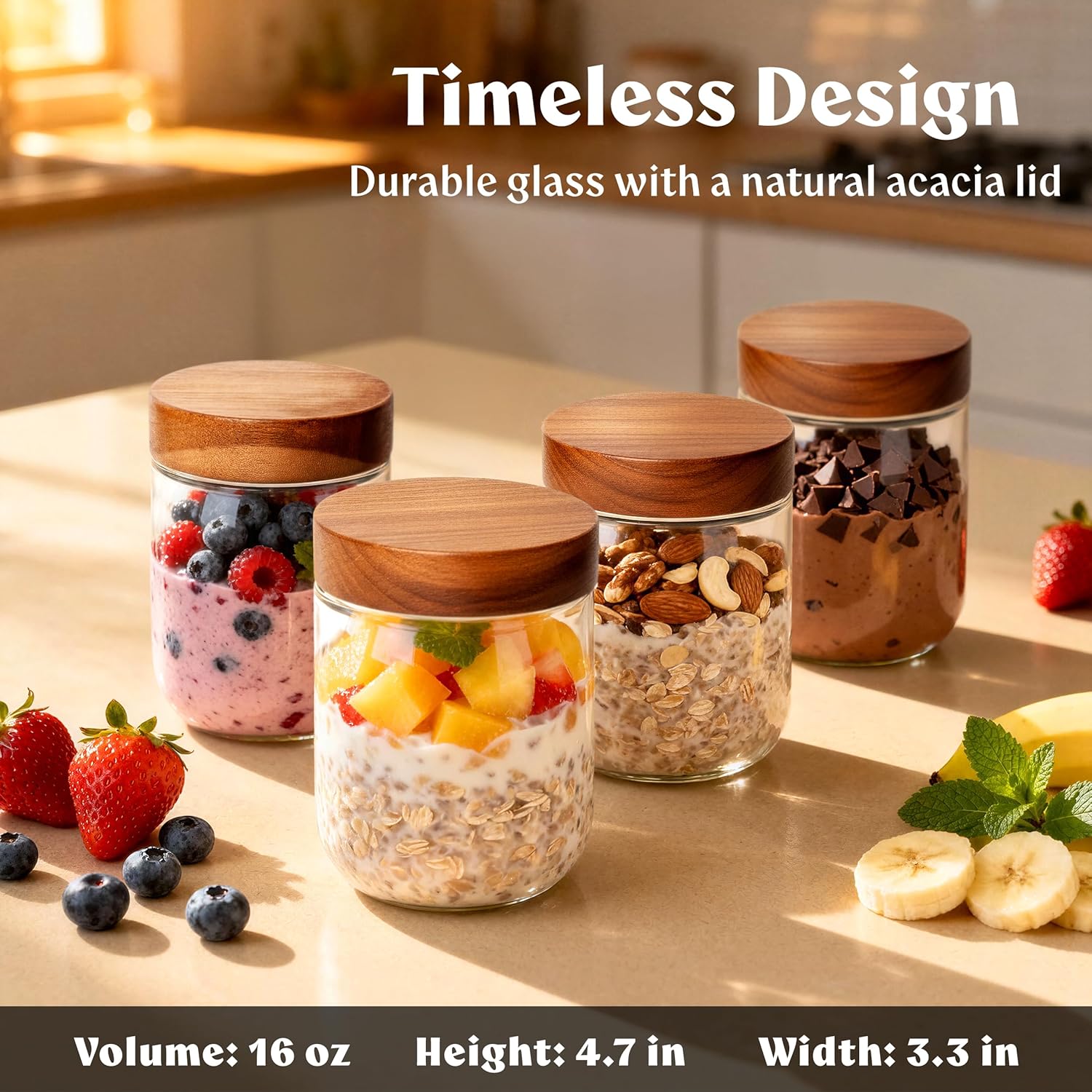 Overnight Oats Containers with - Food Storage Containers Glass บทวิจารณ์และราคา