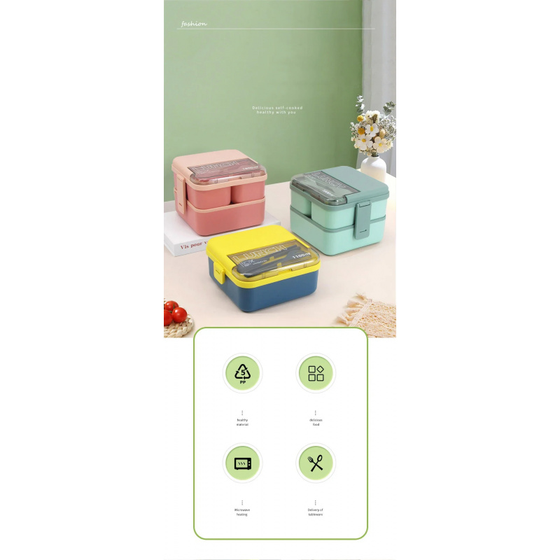 Portable Double Layer Lunch Bo - Food Storage With Scoop บทวิจารณ์และราคา