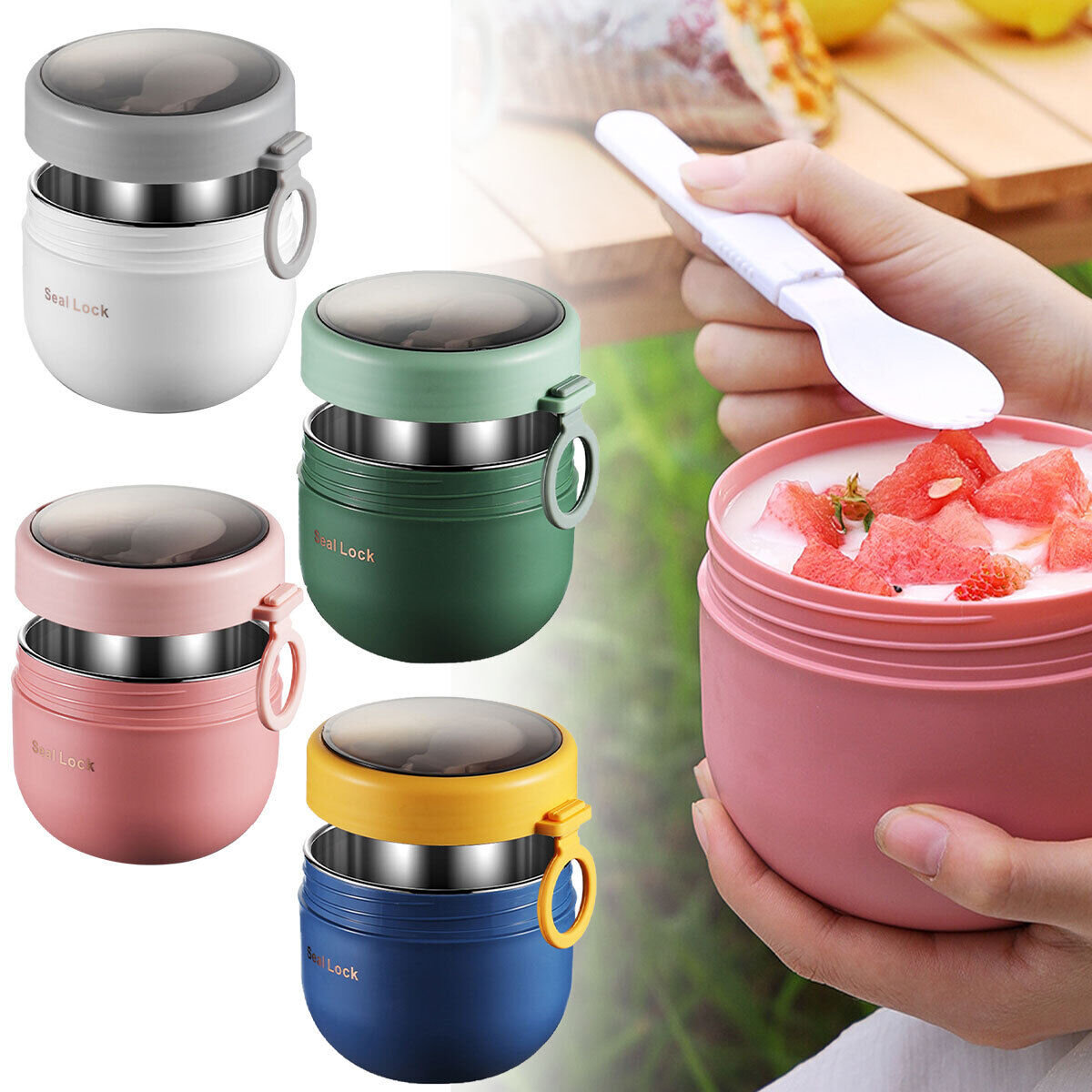600ML Stainless Steel Lunch Bo - Food Storage Thermos บทวิจารณ์และราคา