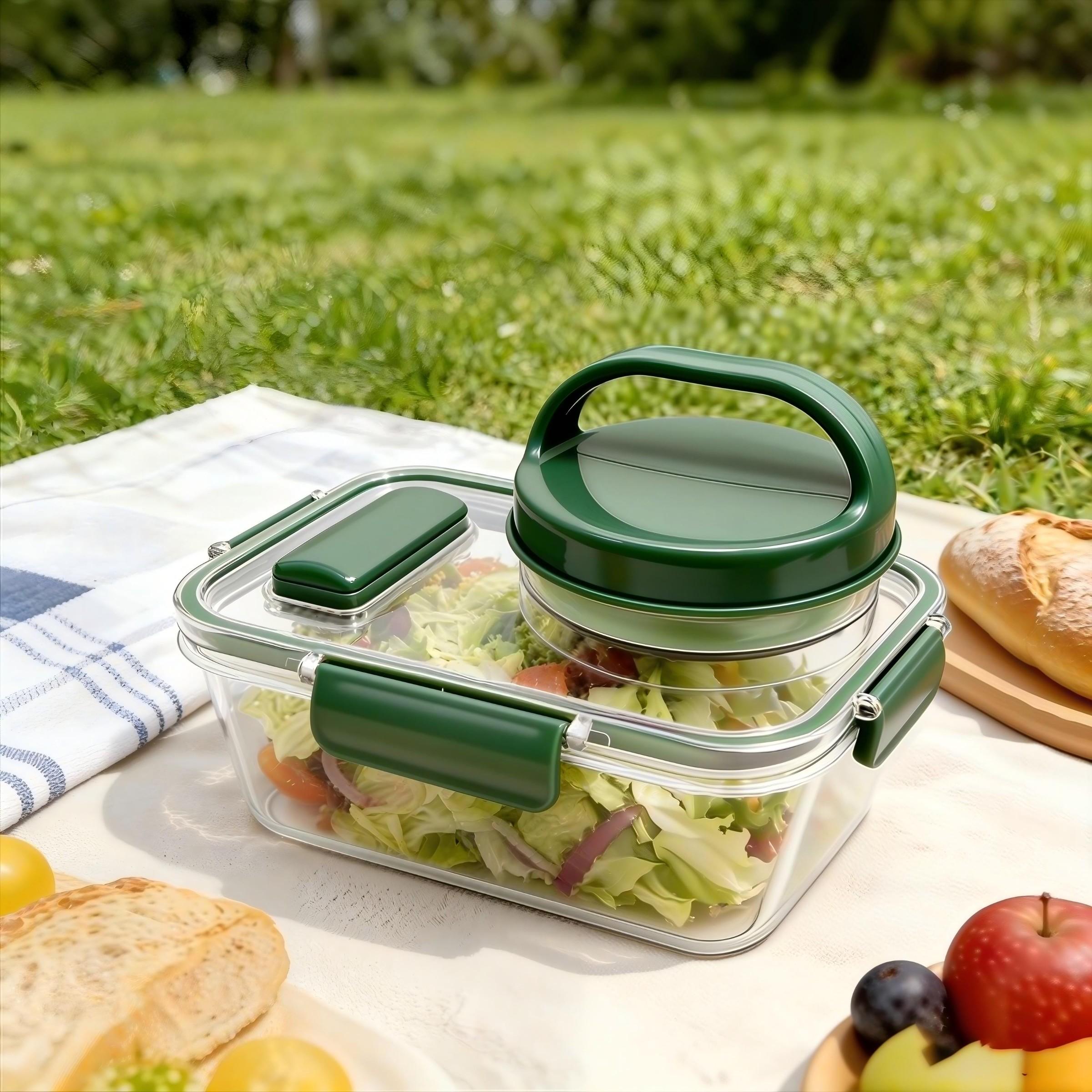 Portable Salad Bowl with Side  - Food Storage Vegetables บทวิจารณ์และราคา