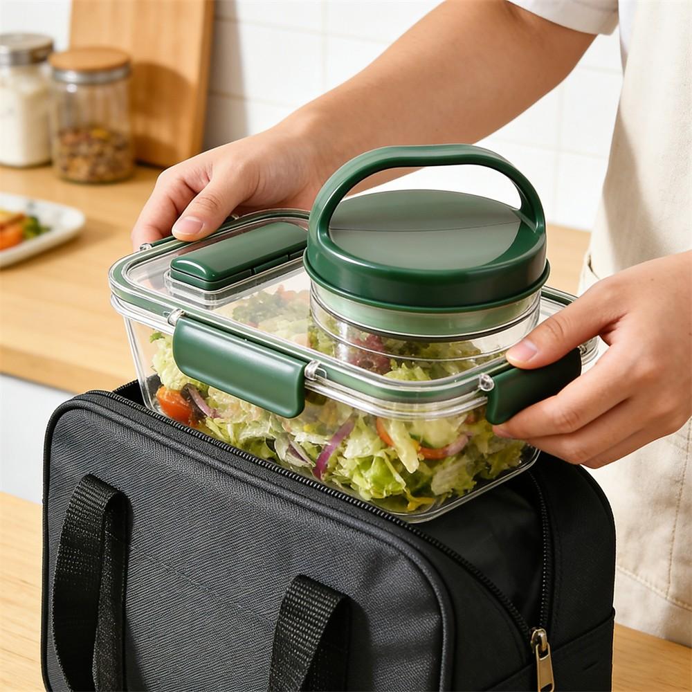 Portable Salad Bowl with Side  - Food Storage Vegetables บทวิจารณ์และราคา