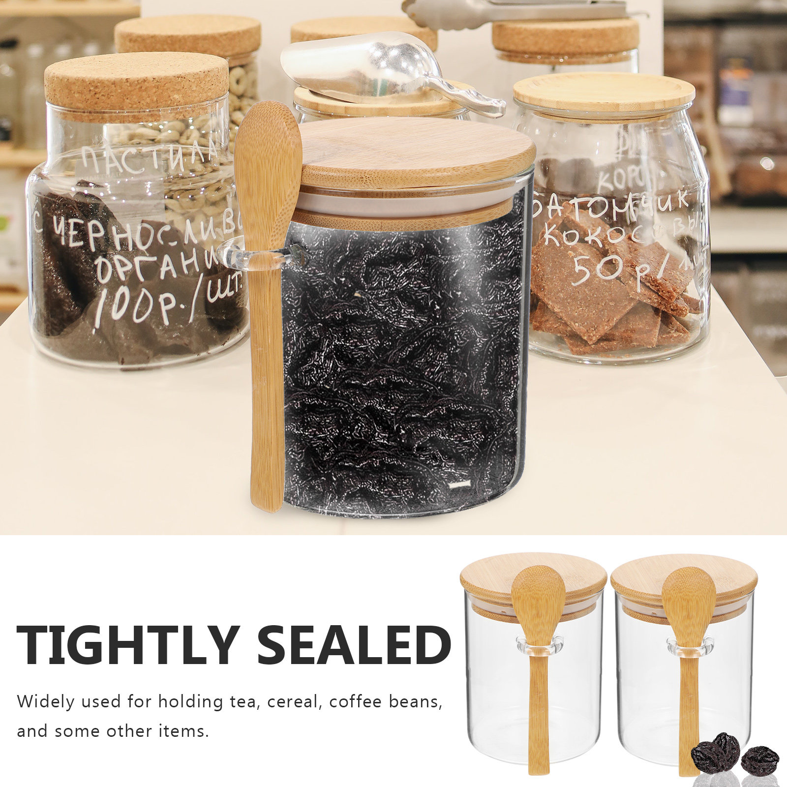 2 Pcs Flour Sugar Storage Cont - Food Storage Containers Glass บทวิจารณ์และราคา