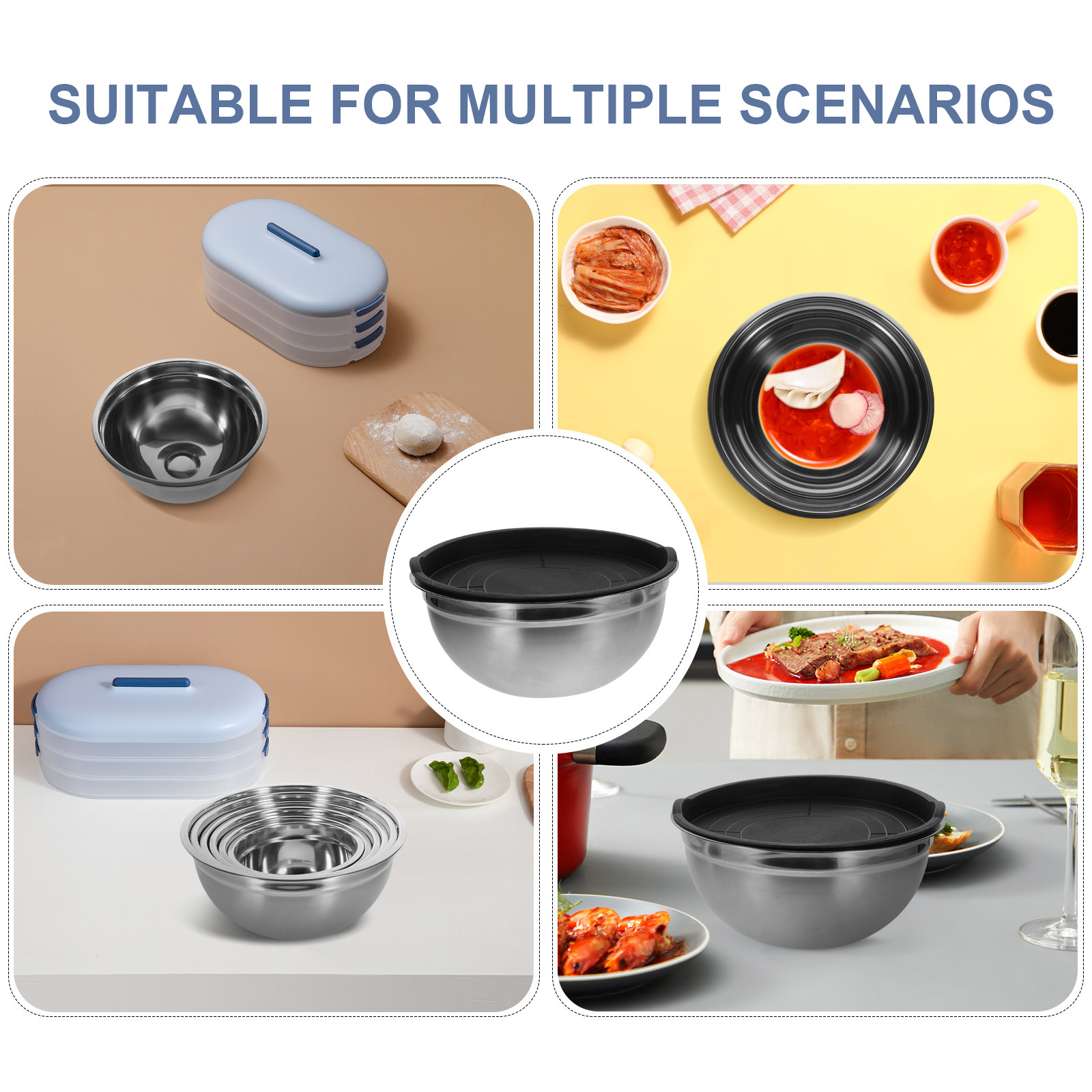 1Set Versatile Stainless Steel - Food Storage Bowls บทวิจารณ์และราคา