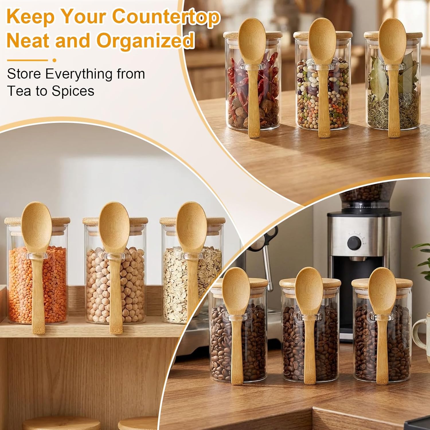 10 Pack Glass Jars with Bamboo - Food Storage Containers Glass บทวิจารณ์และราคา