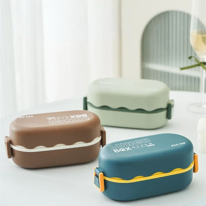 850ML Lunch Box Double-layer P - Food Storage With Scoop บทวิจารณ์และราคา