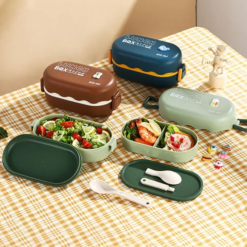 850ML Lunch Box Double-layer P - Food Storage With Scoop บทวิจารณ์และราคา