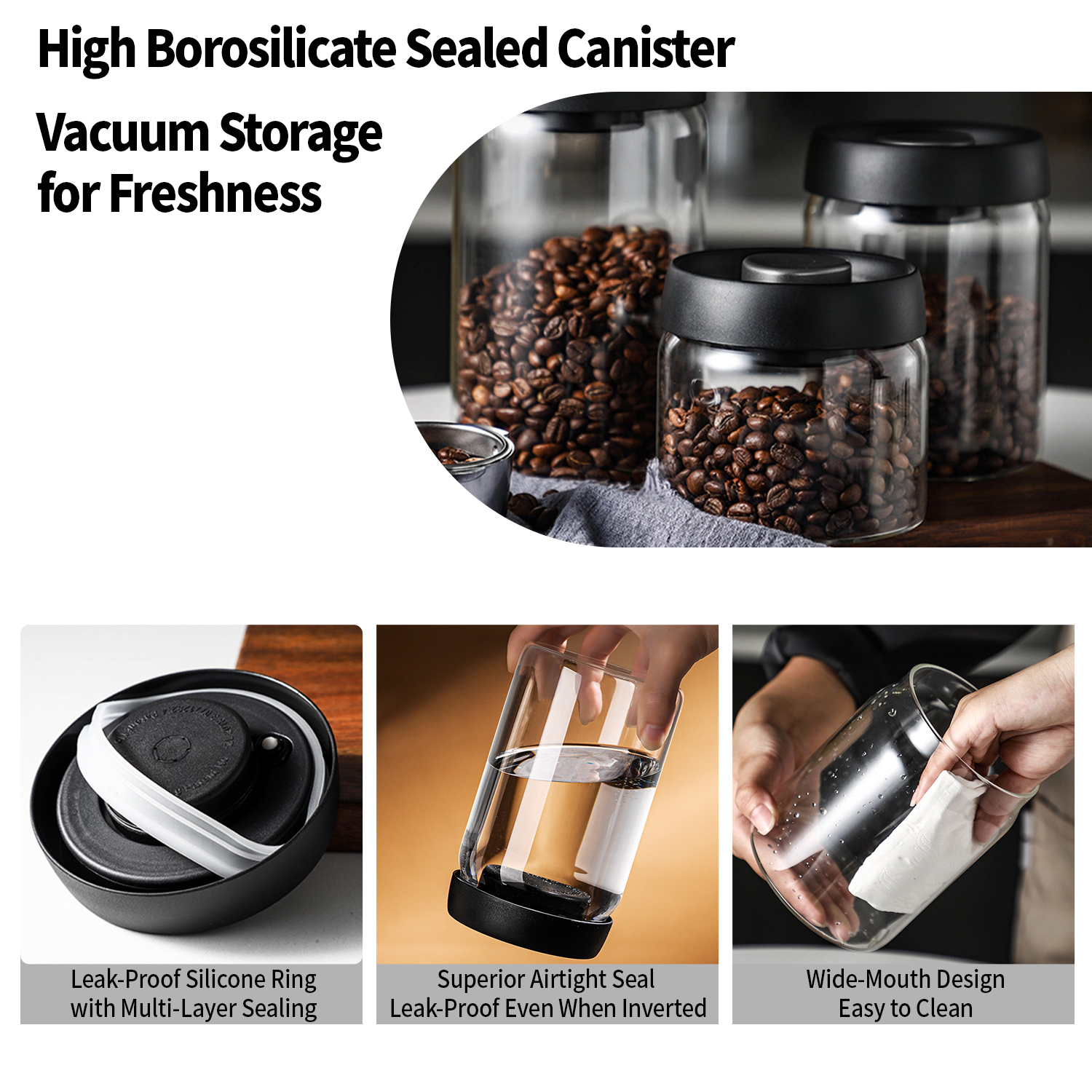 OANKR Vacuum Coffee Canister 5 - Food Storage Containers Glass บทวิจารณ์และราคา