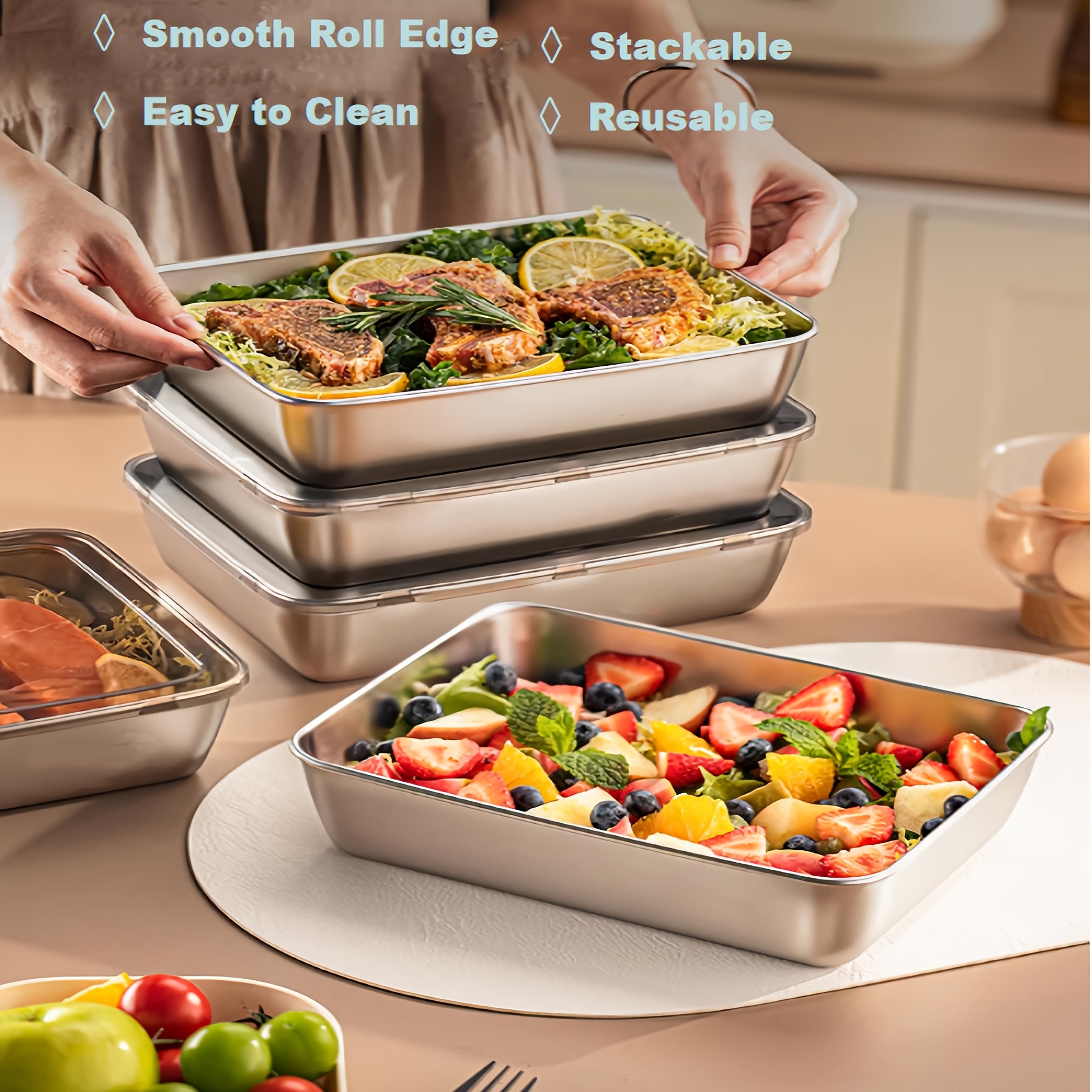 3pcs Stainless Steel Food Cont - Food Storage Meals บทวิจารณ์และราคา