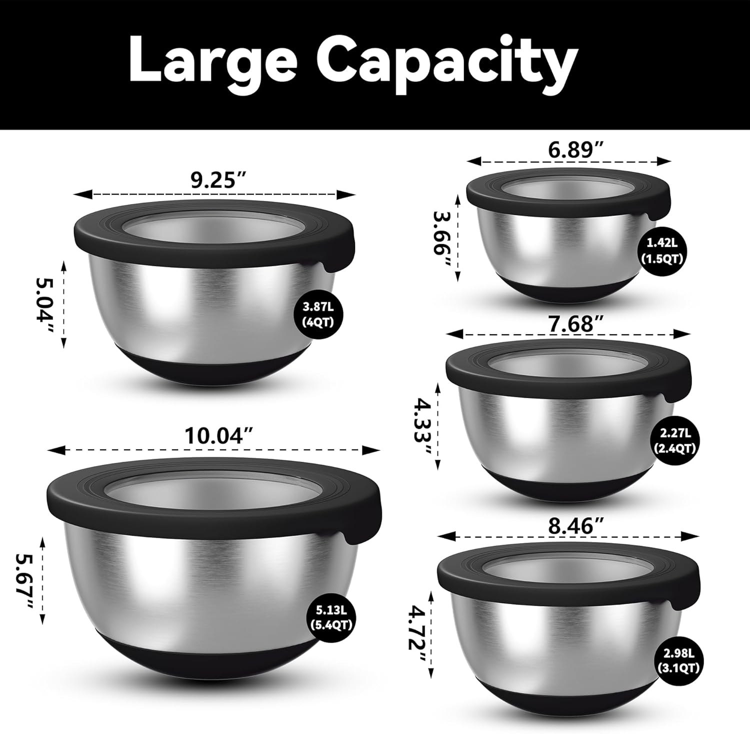 Stainless Steel Mixing Bowls w - Food Storage Bowls บทวิจารณ์และราคา