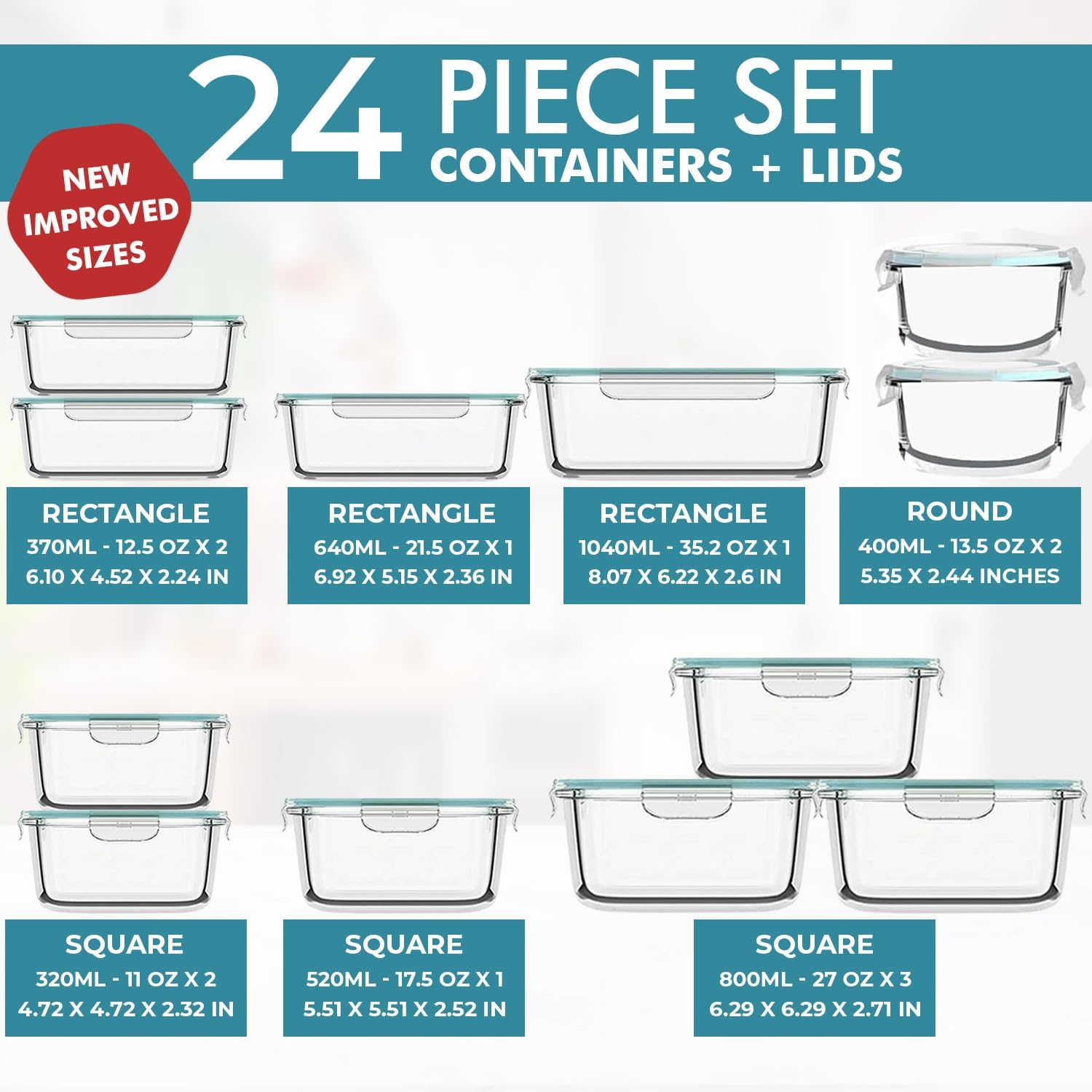 24 Pc Airtight Glass Food Stor - Food Storage Containers Glass บทวิจารณ์และราคา