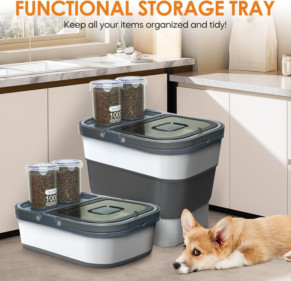 35lbs Collapsible Dog Food Con - Food Storage With Scoop บทวิจารณ์และราคา