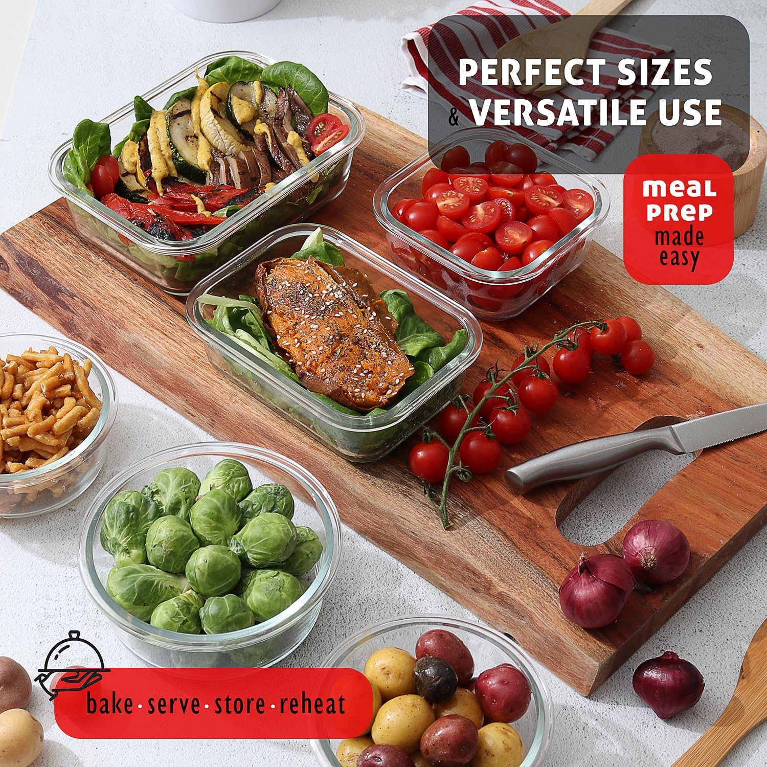 48-Piece Glass Food Storage Co - Food Storage Containers Glass บทวิจารณ์และราคา