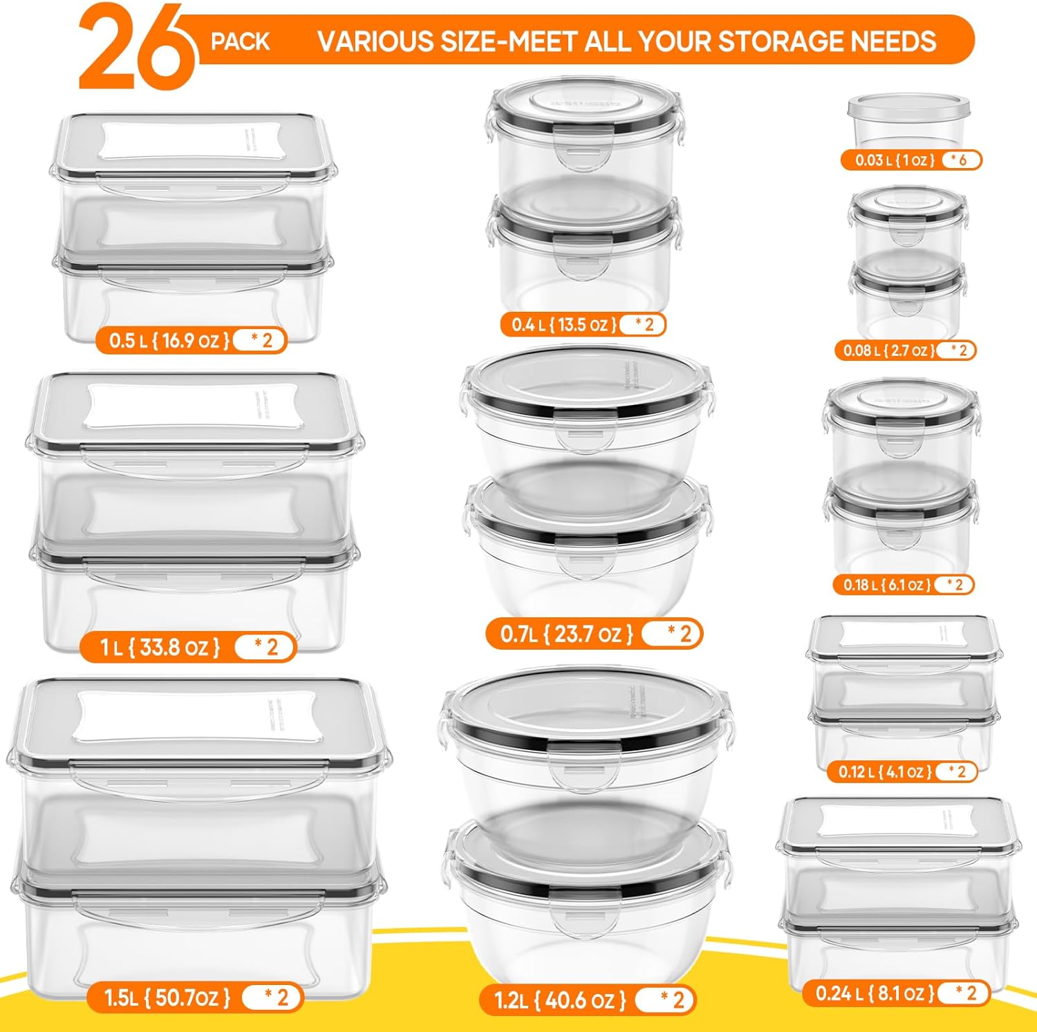 52 PCS Food Storage Containers - Food Storage Meals บทวิจารณ์และราคา