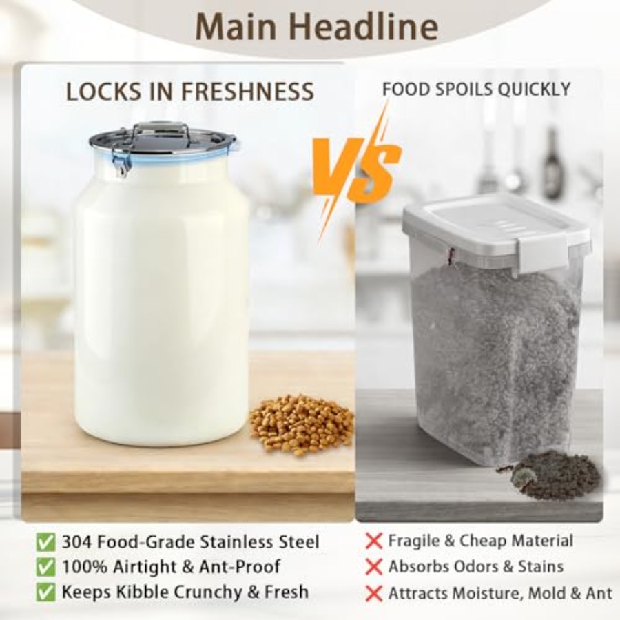 Pet food storage container for - Food Storage With Scoop บทวิจารณ์และราคา